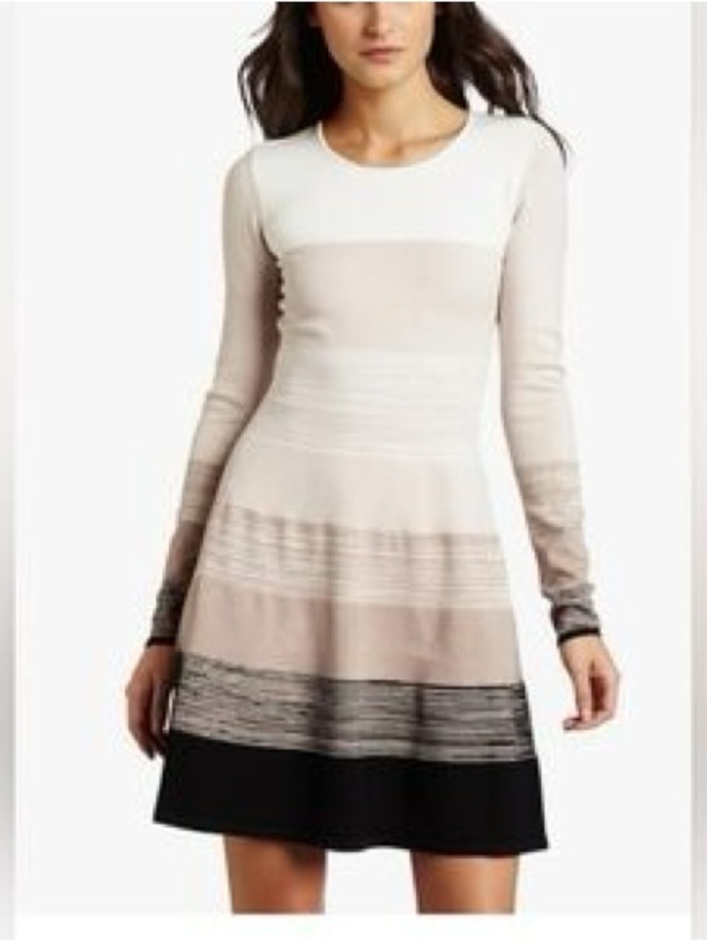 BCBGMAXAZRIA Elita Sweater Dress XS Ombre Stripe Long Sleeve A-Line